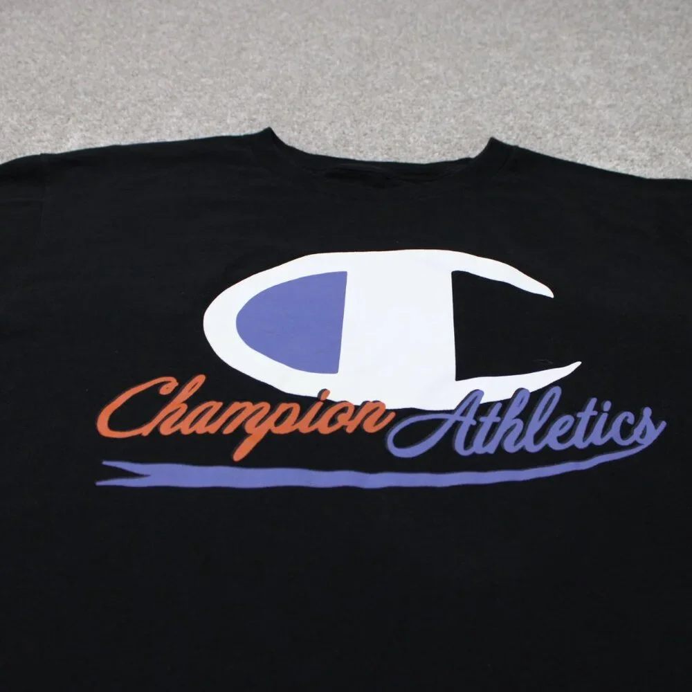 Champion Athletics Shirt Mens 2XB XXL-Big‎ Black Cotton Short Sleeve Pullover - Picture 4 of 12